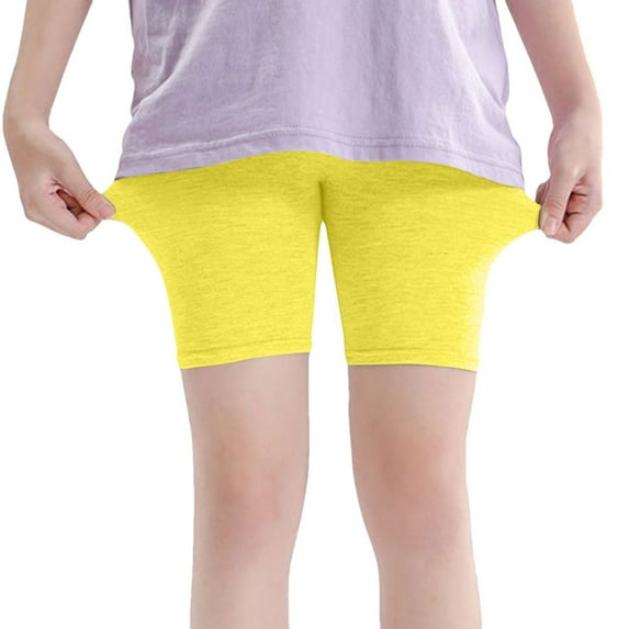 ATOGUTA Undershorts for Girls Kids Bike Cartwheel Shorts Safety Under Dress Dance Shorts Yellow, Size 6-12