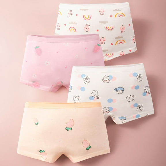 ATOGUTA Underwear Girl 1T-14 Kids Breathable Comfort Sweet Four Corns Panties Briefs Teens Undies 4-Pack