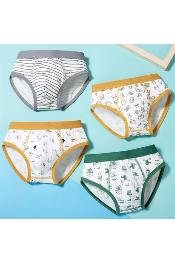 Underwear for Boys Cute Pattern Cotton Underwear Kids Boys Briefs Underwear(4 Pack), Size 3T-8