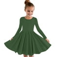thumbnail image 1 of ATOGUTA Uniform Dresses for Girls Green Long Sleeve Swing Dress A Line Twirly Skater School Recital Dress Size 4T-14, 1 of 4