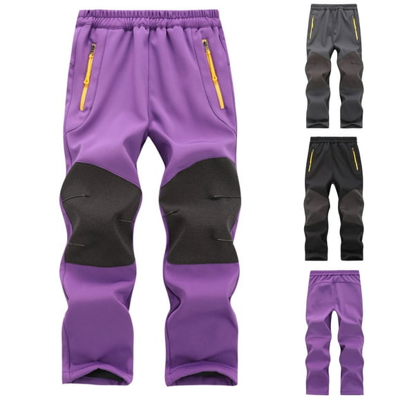 ATOGUTA Uniform Pants Boys Size 5T-15 Waterproof Lightweight Pants Elastic Waist Outdoors Trousers for Boys Girls Purple