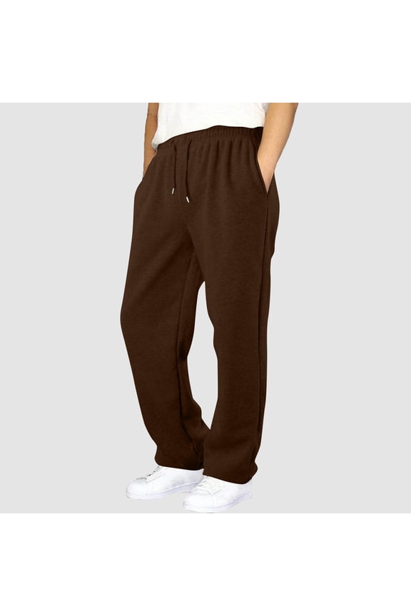 Uniform Pants for Boys Size 4T-15 Elastic Waist Fleece Athletic Joggers for Running Sports Outdoor School Uniform Brown
