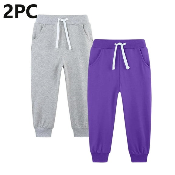 ATOGUTA Uniform Pants for Boys Size 5T-14 Elastic Waist Athletic Joggers for Running Sports Outdoor School Uniform 2 Pack White
