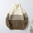 thumbnail image 1 of ATOGUTA Uniform Sweater For Boys Quarter Zip Sweater Kids Long Sleeve Knit Pullover Sweaters Tops Size 5T-14, Brown, 1 of 6