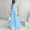 thumbnail image 1 of ATOGUTA Vest Set Girls Clothing Kids Sweatsuit Sleeveless Suit Vest Wide-Leg Pants Fashion Clothing Set Size 2T-9, Light Blue, 1 of 6