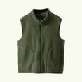 thumbnail image 1 of ATOGUTA Vest for Girls Fleece Jacket Fall Winter Full Zip Coat Outwear with Pockets Size 1T-15, Army Green, 1 of 6