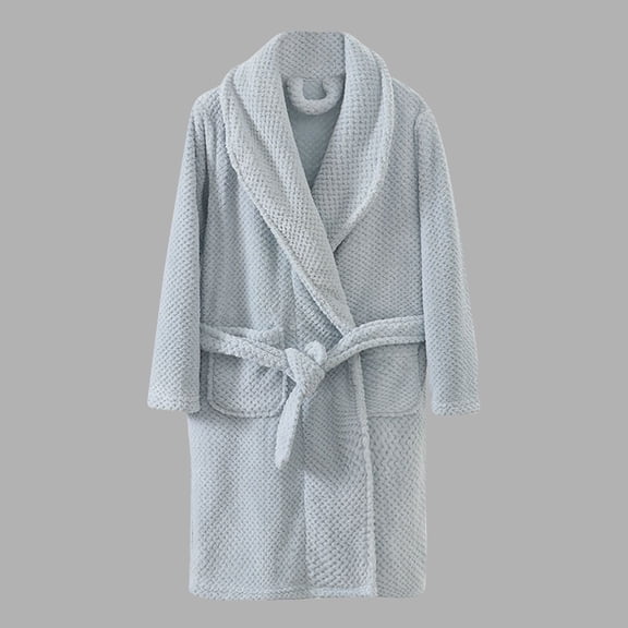 ATOGUTA Warm Flannel Robes for Kids Kids Soft Fuzzy Robes Bathrobe Flannel Pajamas Sleepwear Spa Fleece Robe for Boys Girls Size 4T-15, Blue