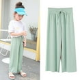 thumbnail image 1 of ATOGUTA Wide Leg Sweatpants Girls Flowy Lounge Pants for Kids Elastic High Waisted Casual Loose Trousers Kids Clothes Green, Size 2-14 Years, 1 of 5