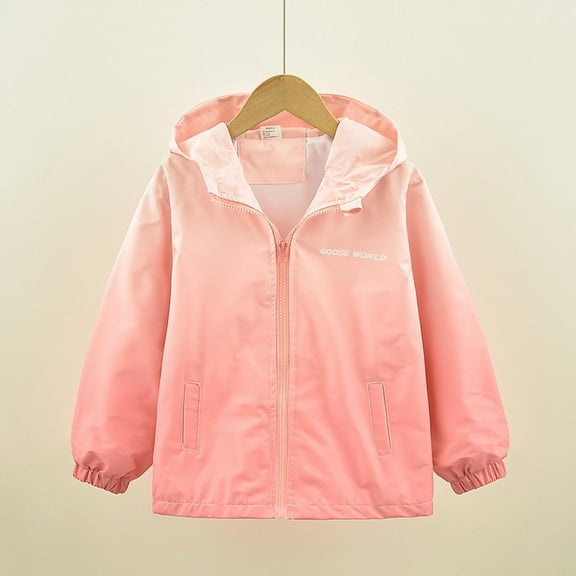 ATOGUTA Windbreaker Jackets for Teen Girls Lightweight Windproof Hooded Casual Thin Jacket for Kids Pink, Kids Jackets 3T-15