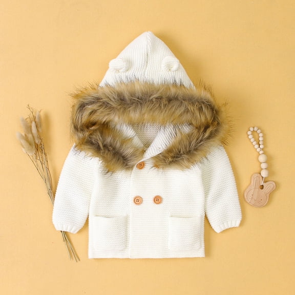 ATOGUTA Winter Coat for Boys Girls Warm Winter Coat Windproof Rain Jacket Snow Coat White, Size 3M-24M