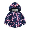 thumbnail image 1 of ATOGUTA Winter Coats for Toddler Girls Double Zipper Printed Jackets Hooded Trench Windbreaker Boys' And Girls' Coat Navy, Size 1T-9, 1 of 5