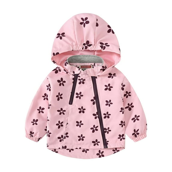 ATOGUTA Winter Coats for Toddler Girls Double Zipper Printed Jackets Windbreaker Boys' and Girls' Coat Pink, Size 1T-9