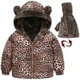 thumbnail image 1 of ATOGUTA Winter Coats for Toddler Girls Leopard Print Plush Cute Winter Thick Windproof Keep Warm Hooded Coat Jacket Coffee, Size 12M-5T, 1 of 6