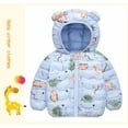 thumbnail image 1 of ATOGUTA Winter Coats for Toddler Girls Lightweight Puffer Jacket Hooded Zipper Fashion Winter Light Blue, Size 1T-6, 1 of 6