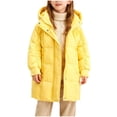 thumbnail image 1 of ATOGUTA Winter Puffer Coat for Girls Insulated Long Quilted Down Jackets Warm Hooded Parka Snow Coats Size 4T-12, Yellow, 1 of 8