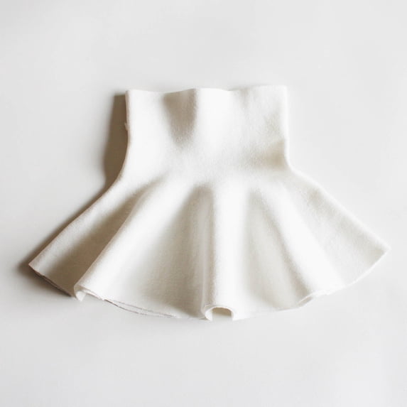 ATOGUTA Young Girls Skirts Fall Winter Stretch Mini Flared Pleated Skater Skirt Size 3T-13, White