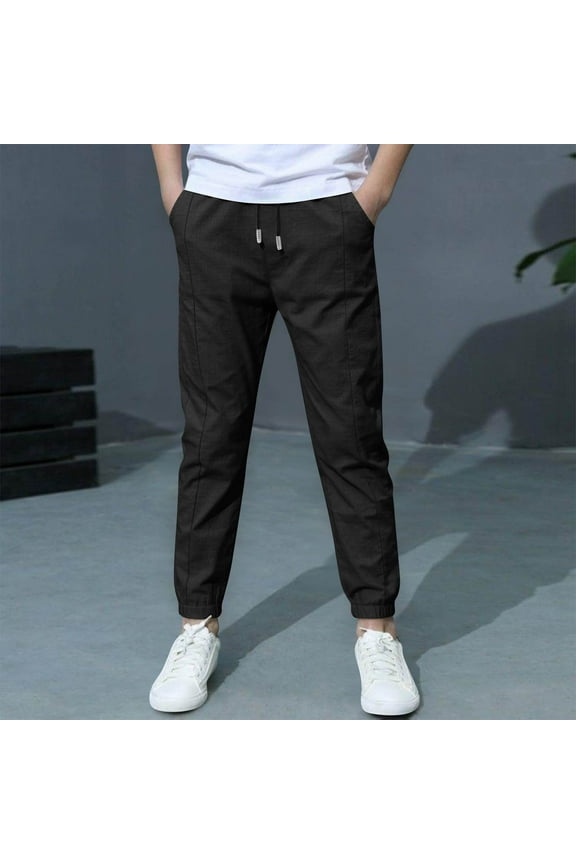 Youth Boys Joggers Pants Kids Tapered Leg Sweatpants Athletic Running Sports Track Active Pants with Pockets Size 4T-12, Black