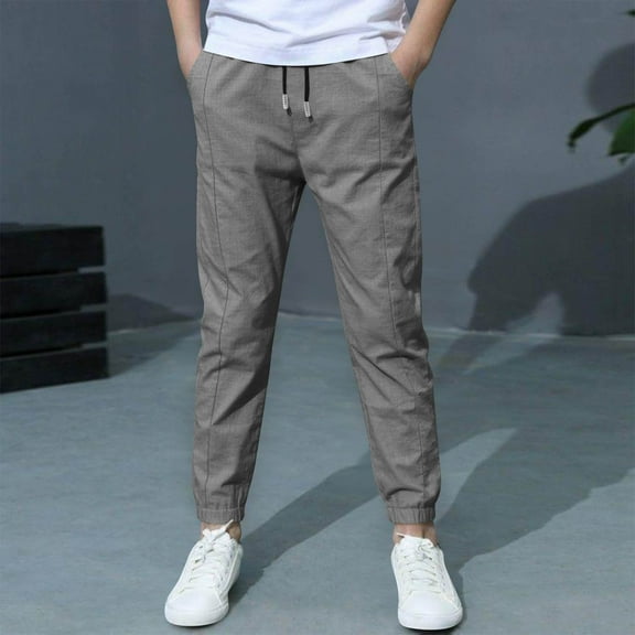 ATOGUTA Youth Boys Joggers Pants Kids Tapered Leg Sweatpants Athletic Running Sports Track Active Pants with Pockets Size 4T-12, Dark Gray
