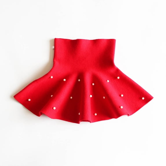 ATOGUTA Youth Girls Skirts Fall Winter Stretch Mini Flared Pleated Skater Skirt Size 3T-13, Red