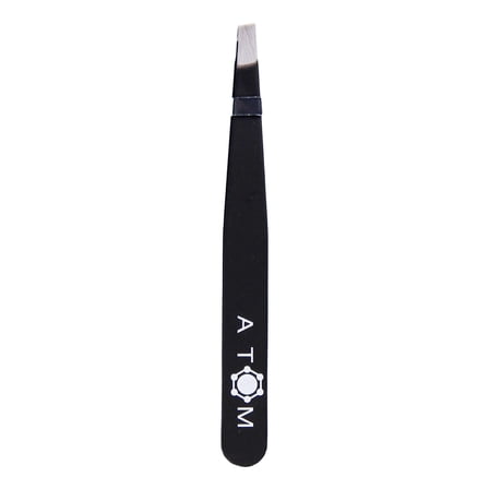 ATOM Tweezers for Eyebrows & Ingrown Hair Removal Blackhead and Splinter Tweezer with Sharp Needle Nose Point Great Precision for Facial Hair (Black)