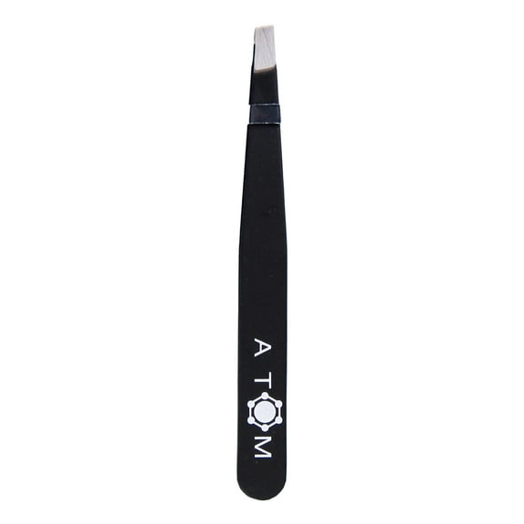 ATOM Tweezers for Eyebrows & Ingrown Hair Removal Blackhead and Splinter Tweezer with Sharp Needle Nose Point Great Precision for Facial Hair (Black)