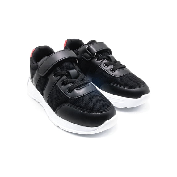 ATOMA Kids Sneakers Lightweight Breathable Hook & Loop Casual Shoes for Boys & Girls, Comfortable Everyday Walking Shoes Black 33