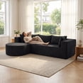 thumbnail image 1 of ATOMSPACE 105" Modern Sectional Sofa with Left Chaise, Black Corduroy Boneless Couch with Deep Seating, No Assembly Required, L-Shape Comfy Living Room Couch, 1 of 12