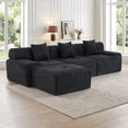 thumbnail image 1 of 118" Boneless Sectional with Ottoman, 3-Seater Chenille Frameless Couch, Modern L-Shaped Modular Sofa for Living Room, No Assembly Required, Black, 1 of 12