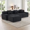 thumbnail image 1 of 120" Boneless Sectional with Ottoman, 3-Seater Chenille Frameless Couch, Modern L-Shaped Modular Sofa for Living Room, No Assembly Required, Black, 1 of 12