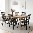 thumbnail image 1 of 17.5''W Farmhouse Dining Chairs Set of 6, 7-Spindle Windsor Solid Wood Chair for Kitchen & Dining Room, Black, 1 of 7
