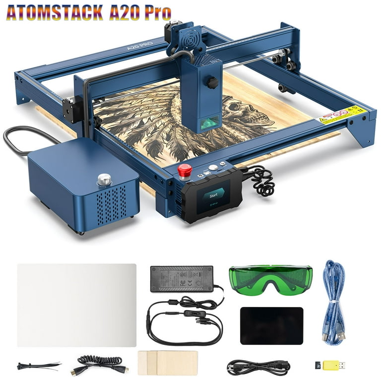 ATOMSTACK A20 Pro Laser Engraver 130W, 20W Optical Power Cutter with F30  Air Assist Kit and Control Panel Engraving Area 400x400mm 