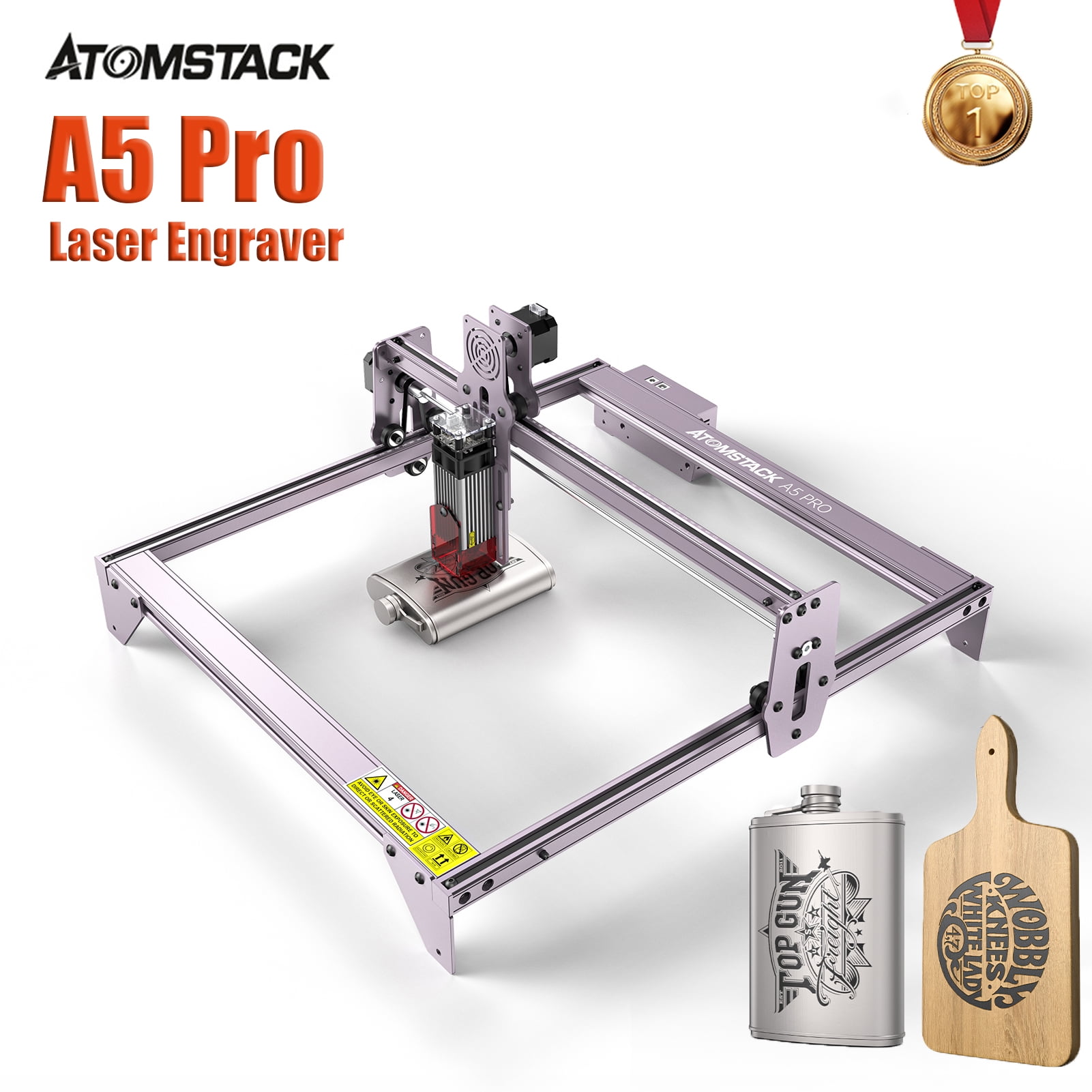 Atomstack A5 Pro 40W Engraver, CNC 410x400mm Engraving Cutting Machine/Eye Protection/Fixed-Focus, Silver
