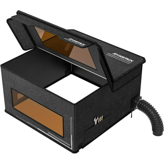 ATOMSTACK Enclosure for La/ser Engraver with 2m Exhaust Pipe, Foldable Fireproof Protective Cover for La/ser Engraving Machine, Isolating Smoke, Odor and Dust, for Most Cutter, 760 * 740 * 420mm