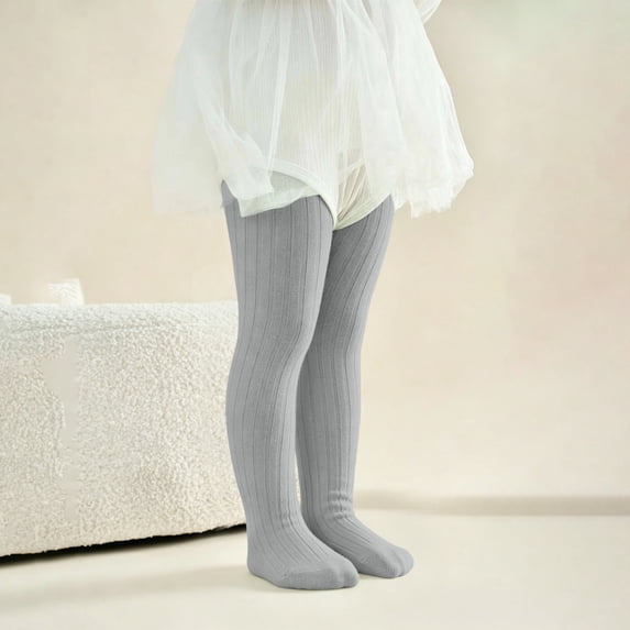 ATORRE Baby Girls Tights Leggings Fashion Solid Color Knitted Striped Twisted Soft Soft Slim Fit Pantyhose Dance Base Pants Newborn Infant Oufits Gray 7-8 Years