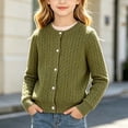 thumbnail image 1 of ATORRE Girls Knit Cardigan Sweaters Crew Neck Long Sleeve Button Down Preppy Style Pullover Solid Color Soft Comfort Stretchy Sweater for School Daily Party Green 2-3 Years, 1 of 6
