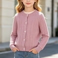 thumbnail image 1 of ATORRE Girls Knit Cardigan Sweaters Crew Neck Long Sleeve Button Down Preppy Style Pullover Solid Color Soft Comfort Stretchy Sweater for School Daily Party Pink 3-4 Years, 1 of 6