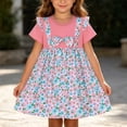 thumbnail image 1 of ATORRE Girls Ruffle Sleeve Tank Dress Summer Cute Floral Print Round Neck Cotton Beach Dresses Lightweight Comfortable Sundress 2026 Pink B 6-7 Years, 1 of 8