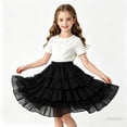 thumbnail image 1 of ATORRE Girls Tutu Skirt Summer Solid Color Chiffon Ruffle Tiered Tulle Party Dance Skirt Lightweight Breathable Kids Clothes Black 10-11 Years, 1 of 7