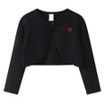 thumbnail image 1 of ATORRE Kids Girls One Button Cardigan Fall Solid Color Cute Cherry Long Sleeve Soft Breathable Sweater Cape Knit Cardigan Jacket for Dresses Black 1-2 Years, 1 of 7