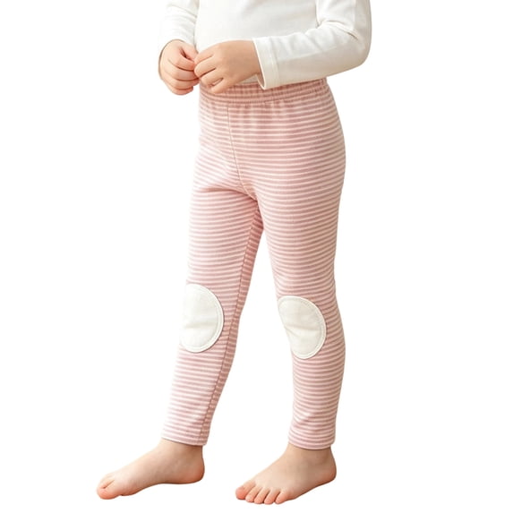 ATORRE Toddler Baby Girls Leggings Cute Striped Kneepad Design Unisex Baby Tights Pants Moisture Wicking Elastic Waist Full Length Leggings Pants Pink 5-6 Years