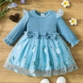 thumbnail image 1 of ATORRE Toddler Girls Ribbed Knit Dress Fall Winter Baby Girl Long Sleeve Cotton Cute Bow Floral Tutu Dresses Birthday Party Clothes Sky Blue 6-9 Months, 1 of 3