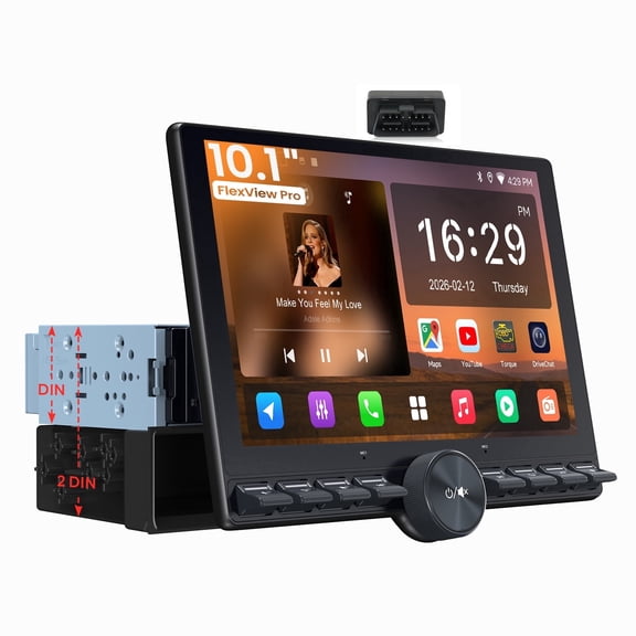 ATOTO 10.1" Single DIN Car Radio + OBD2 Scraner,Adjustable Floating QLED Screen with Volume Knob,Double DIN Android Car Stereo, Wireless CarPlay & Android Auto, Physical Keys,ChatGPT AI,DSP, HDMI Rea