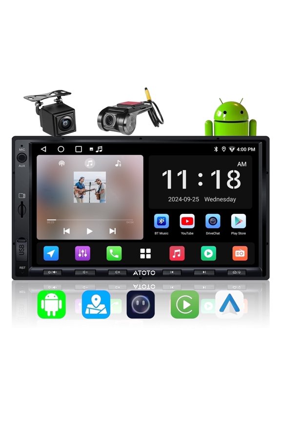 Double Din Car Stereo with Dual Camera 7in Car Stereo Radio with Dash Cam Backup Camera 2G+32G (A5)