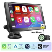 ATOTO 7inch QLED Touchscreen P8 Car Stereo with Remote Control,Wireless Apple CarPlay&Wireless Android Auto Portable Car Stereo with Bluetooth,Built in Auto Dimmer,AUX/FM Output