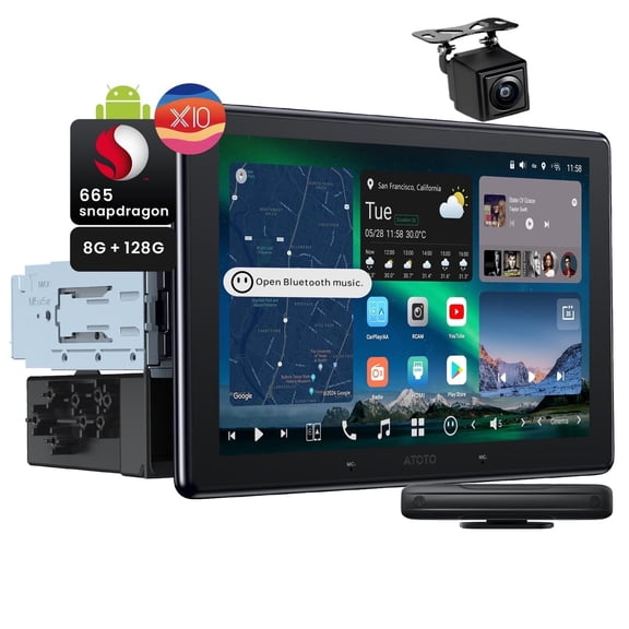 ATOTO Single Din &Double Din Car Stereo with Backup Camera, 10.1" QLED Touchscreen Car Audio Apple CarPlay & Android Auto Mirror Link Bluetooth WIFI GPS Navigation