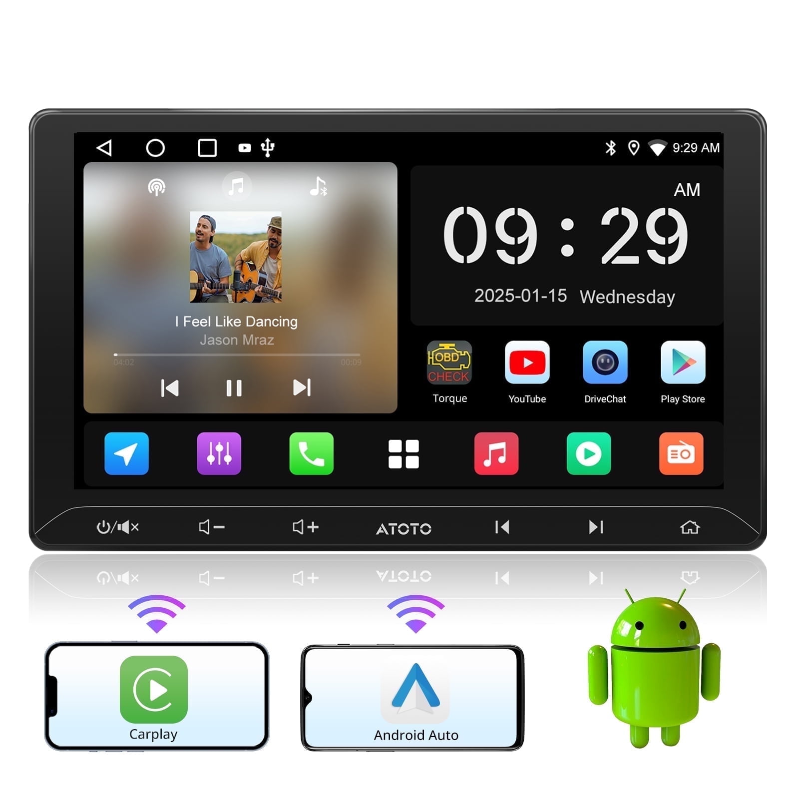 ATOTO Double Din Car Stereo with 10.1 inch Touchscreen Car Radio Wireless CarPlay & Android Auto WiFi/Bluetooth/USB 2G+32G