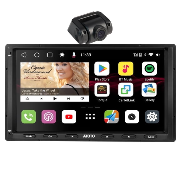 ATOTO Car Stereo 7'' Double Din Car Stereo with Front Dash Cam Wireless Apple Carplay & Wireless Android Auto Car Audio Built in Drivechat Voice Assistant,4G+32G GPS Tracking,Built in 4G LTE(S8MS)