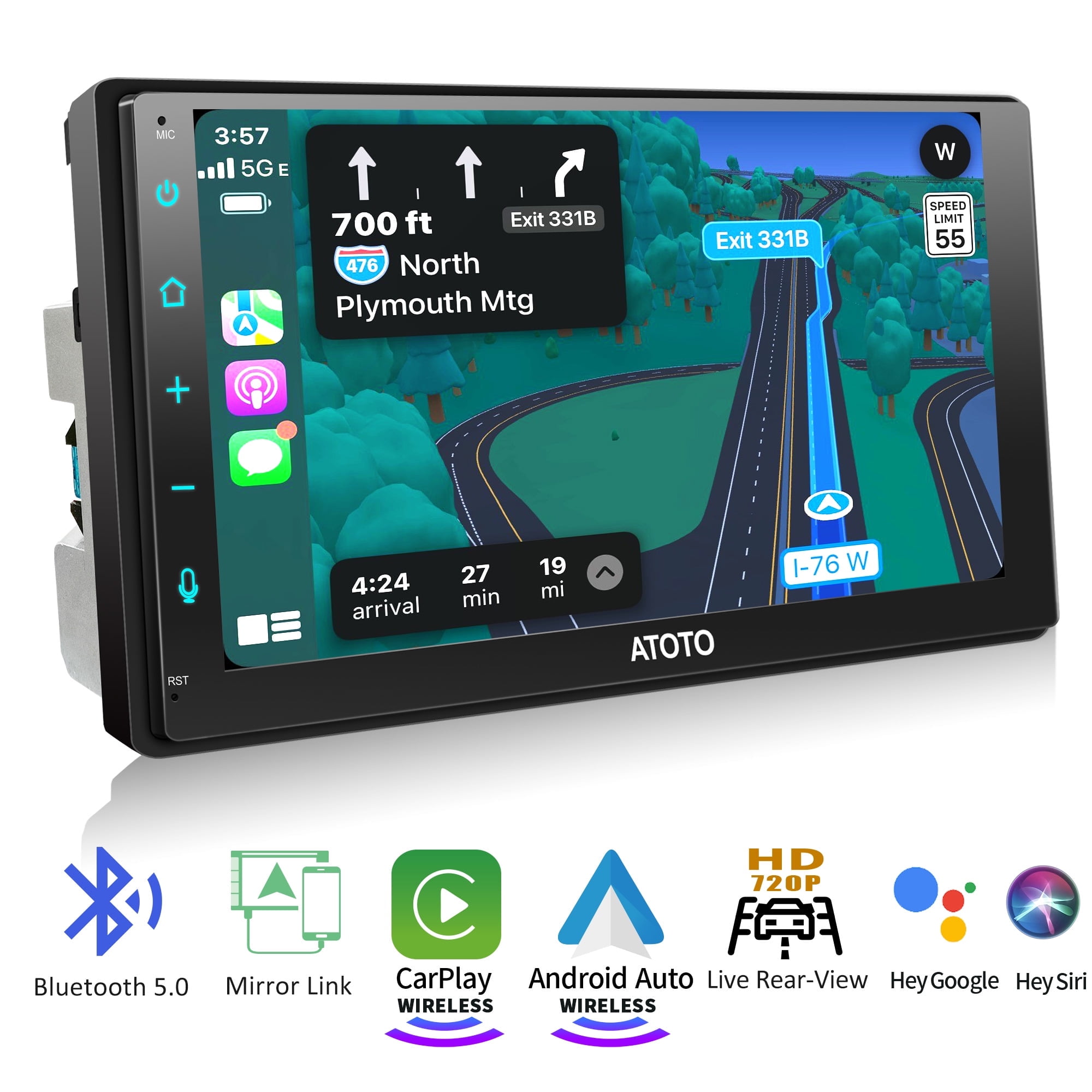 ATOTO 7inch Touch Screen Head Unit Car Stereo with Navigation, Wireless
