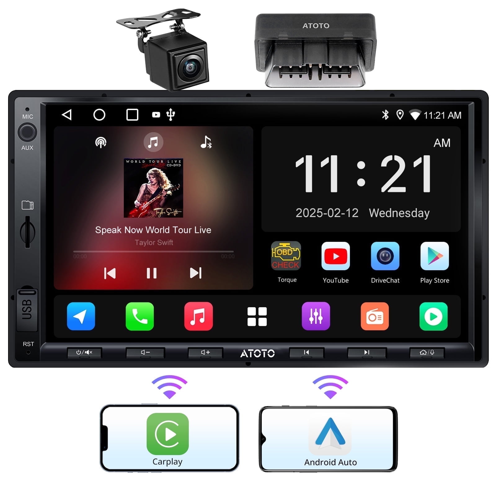 Autoradio ATOTO A6PF Android 10 | 7 Pollici 2 DIN | Wireless CarPlay E Android Auto | DAB+ | 2GB+32GB - Foto 3