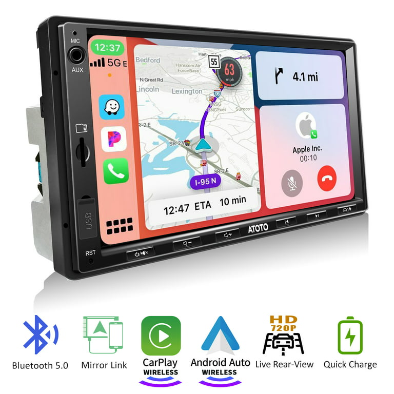 ATOTO F7WE 7 inch Screen IPS Double Din Car Stereo,Wireless & Wireless Android Auto Car Radio with Charge,GPS Navi,FM/AM - Walmart.com